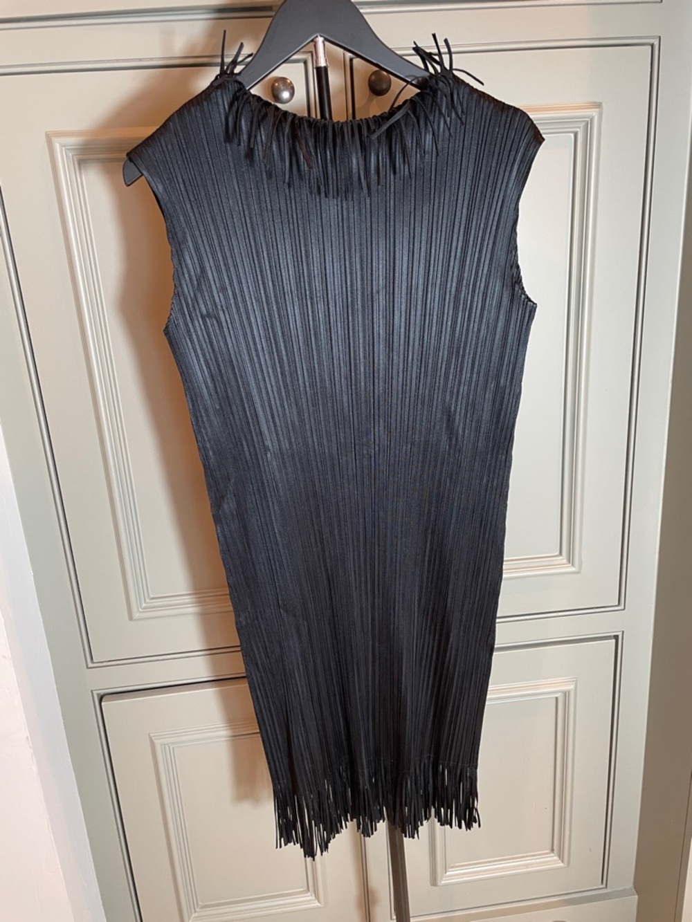 Black Fringe Pleated Midi Dress Western Boho Festival Coquette Chic